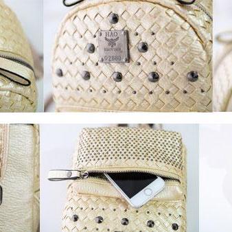 Fashion Woven Rivet Mini Backpack on Luulla