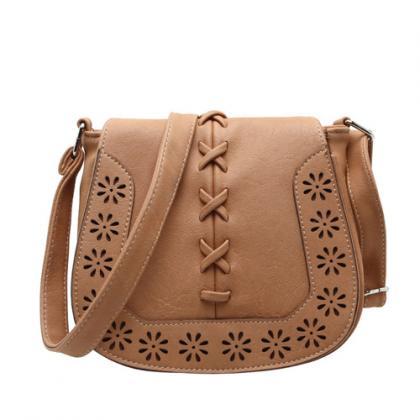 Cross-stitch And Floral Perforated Crossbody..