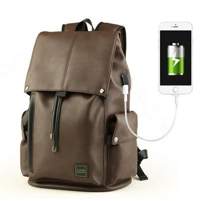 Draw String Large School Bag With USB Interface Capacity Flap Hiking Backpack 