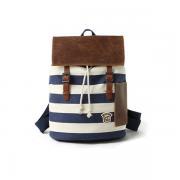 Fashion Stripe Navy Canvas Backpack