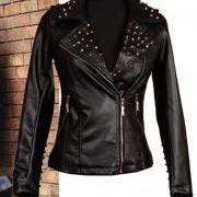 Punk Style Black PU Leather Rivet Jacket