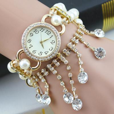 Beaded Diamond Chain Tassel Bracelet Watch