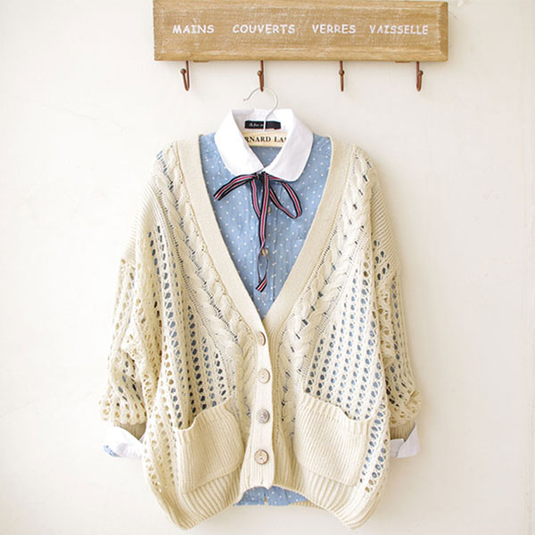 Fresh Cream Crochet Cardigan on Luulla