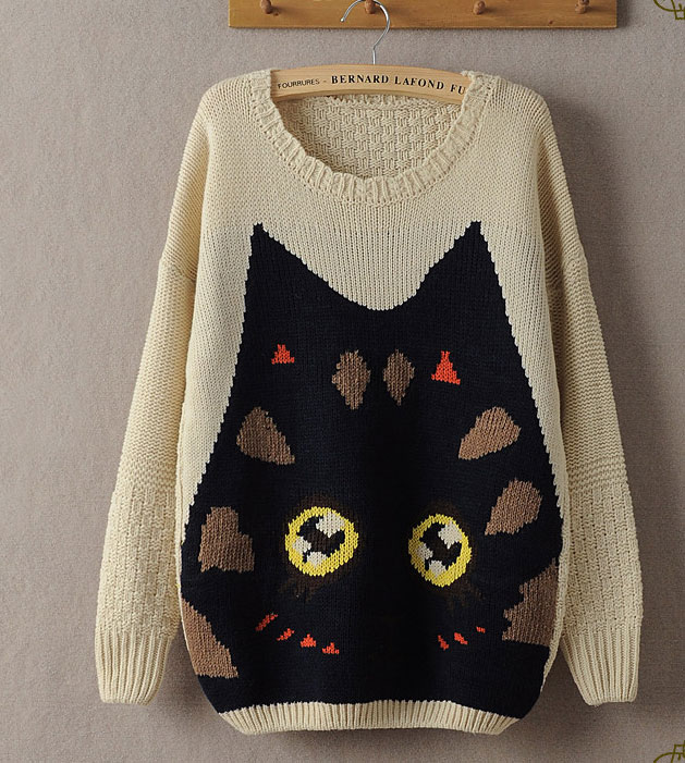 New Style Cute Cat Wool Big Eyes Sweater&Cardigan on Luulla