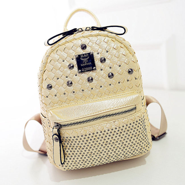 Fashion Woven Rivet Mini Backpack on Luulla