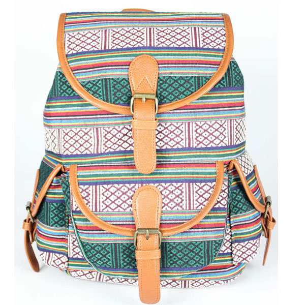Leiseure Stripe Folk Geometry Backpack on Luulla