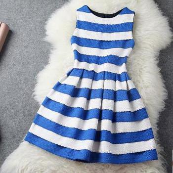 Fashion Blue White Striped..