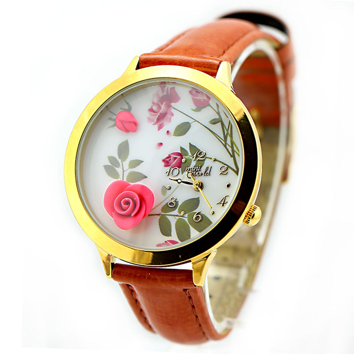 Cute Flower Gold Edge Polymer Clay Watch on Luulla