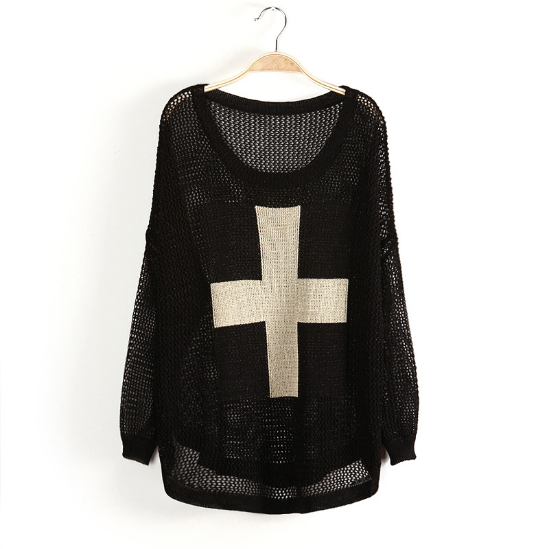 Style Hollow Out Cross Sweater on Luulla