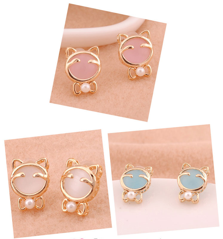 Lucky Eye Opal Cat Earrings&stud on Luulla