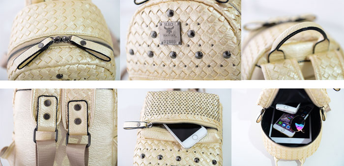 Fashion Woven Rivet Mini Backpack on Luulla