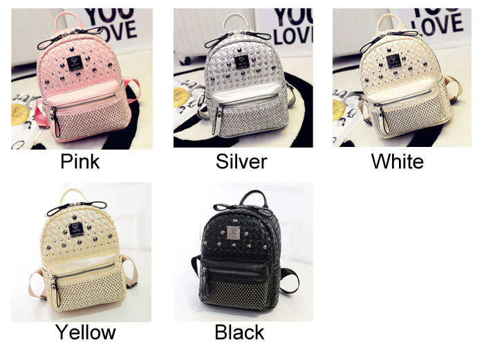 Fashion Woven Rivet Mini Backpack on Luulla