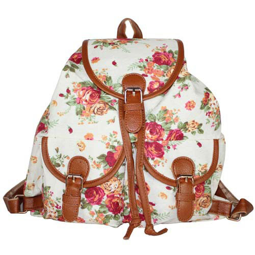 Retro Floral Printing Soild Backpack on Luulla