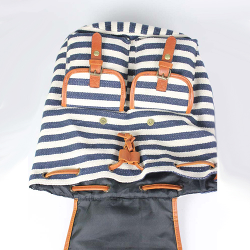 Blue And White Stripe Drawstring Hasp Backpack on Luulla