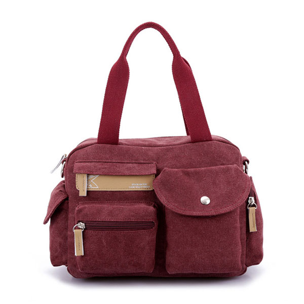 Multi-pockets Solid Shoulder Messenger Bag Handbag on Luulla